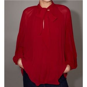 Zara Red Pleated Blouse!